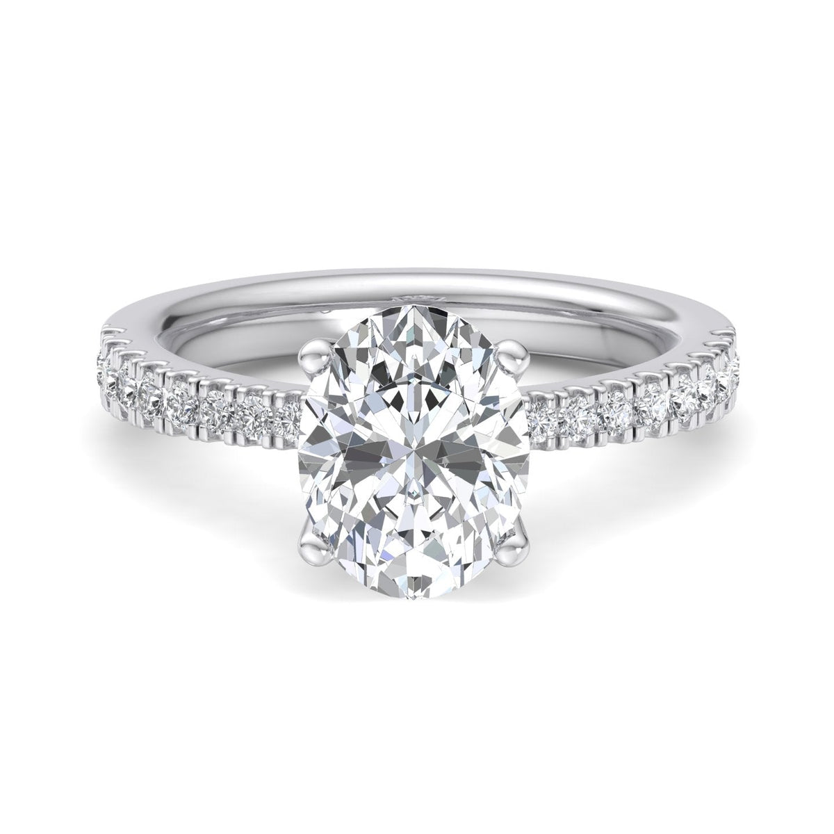 Prism Pinched Pave Engagement Ring in $18K White Gold 14K White Gold Platinum$
