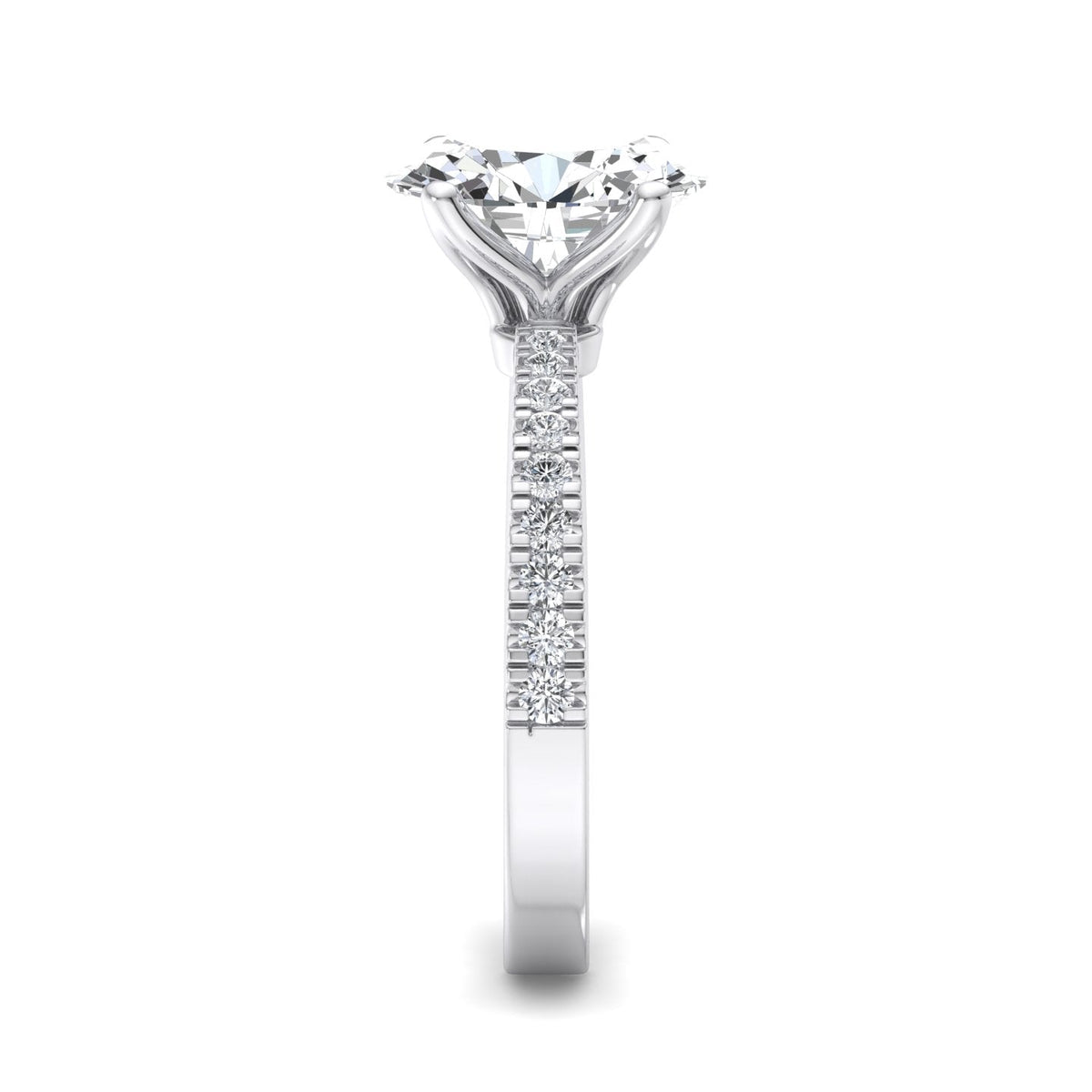 Prism Pinched Pave Engagement Ring in $18K White Gold 14K White Gold Platinum$