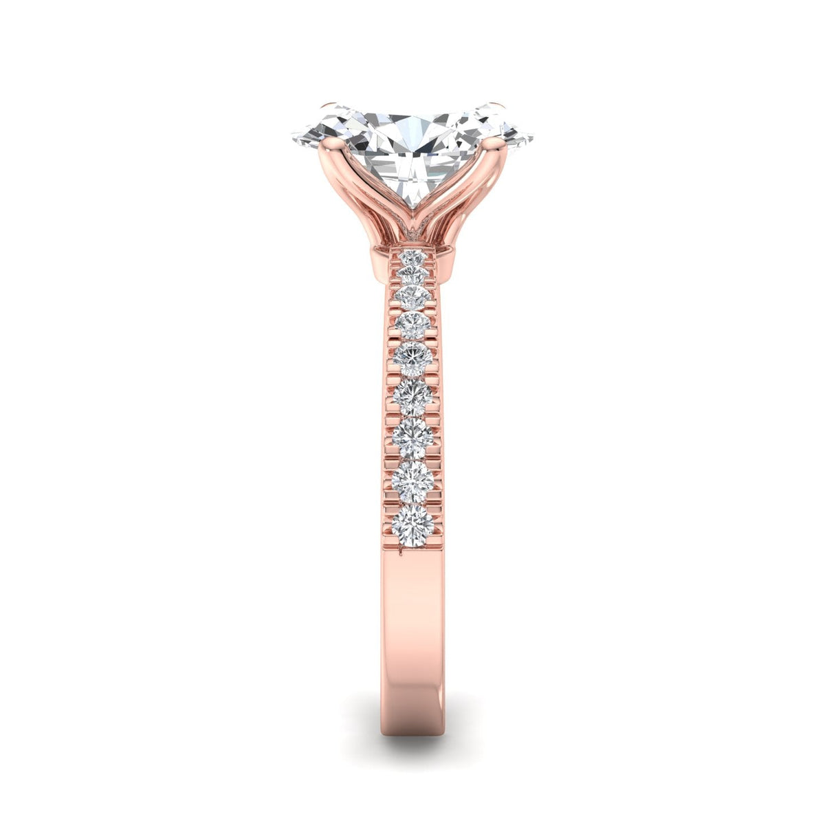 Prism Pinched Pave Engagement Ring in $14K Rose Gold$