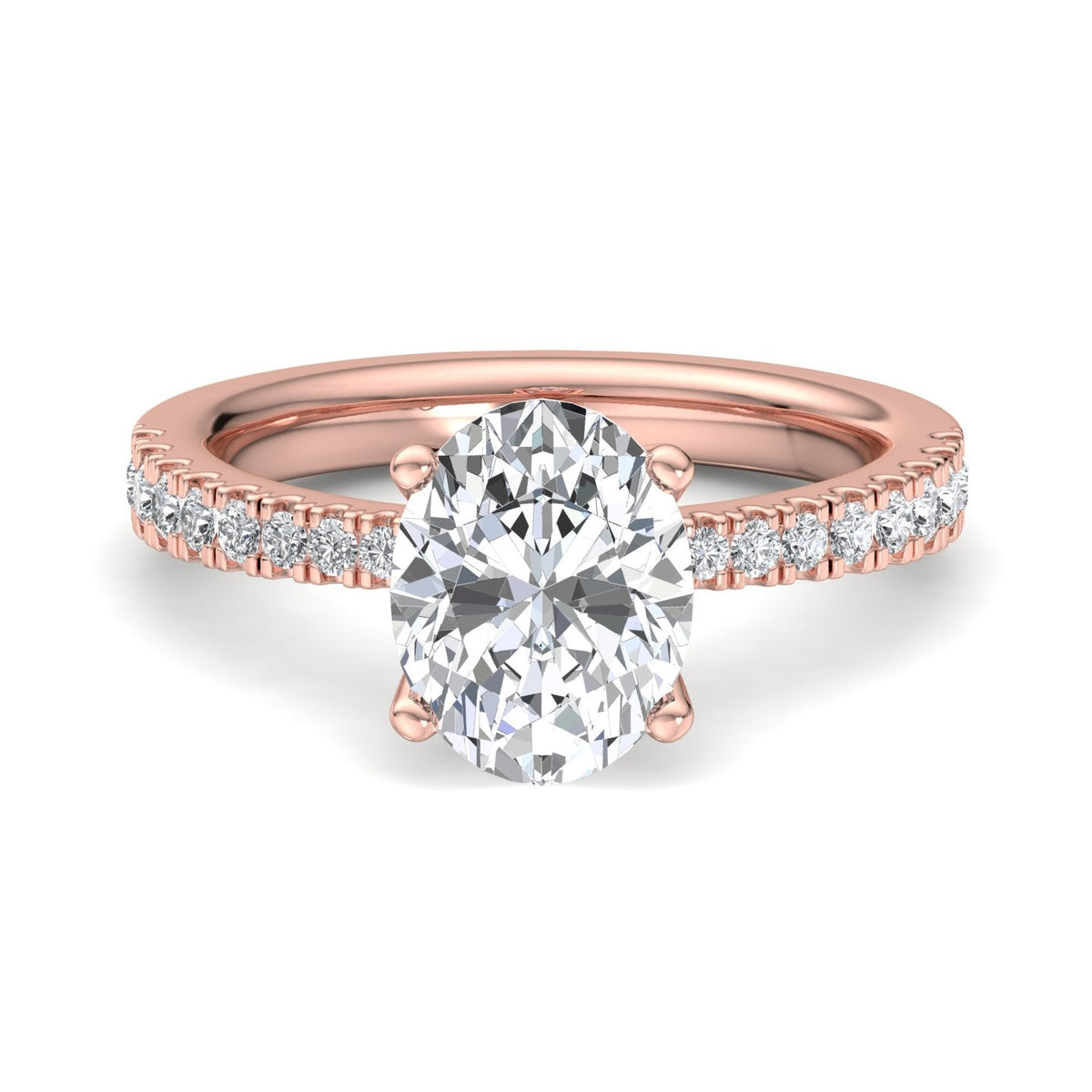 Prism Pinched Pave Engagement Ring in $14K Rose Gold$