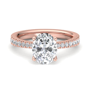 Prism Pinched Pave Engagement Ring in $14K Rose Gold$