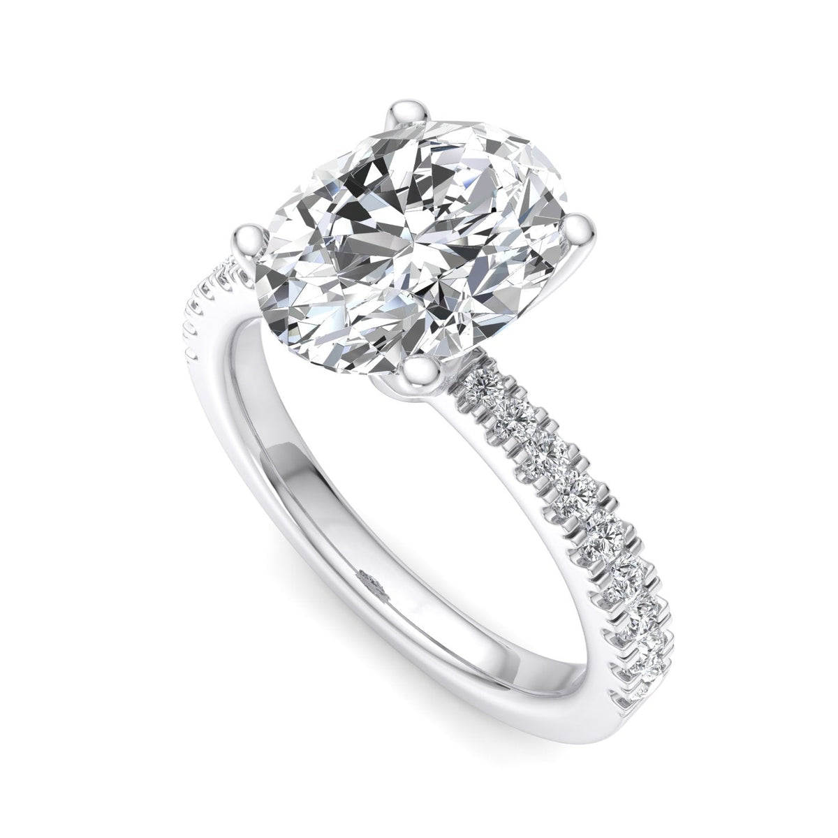 Prism Pinched Pave Engagement Ring in $14K White Gold 18K White Gold Platinum$
