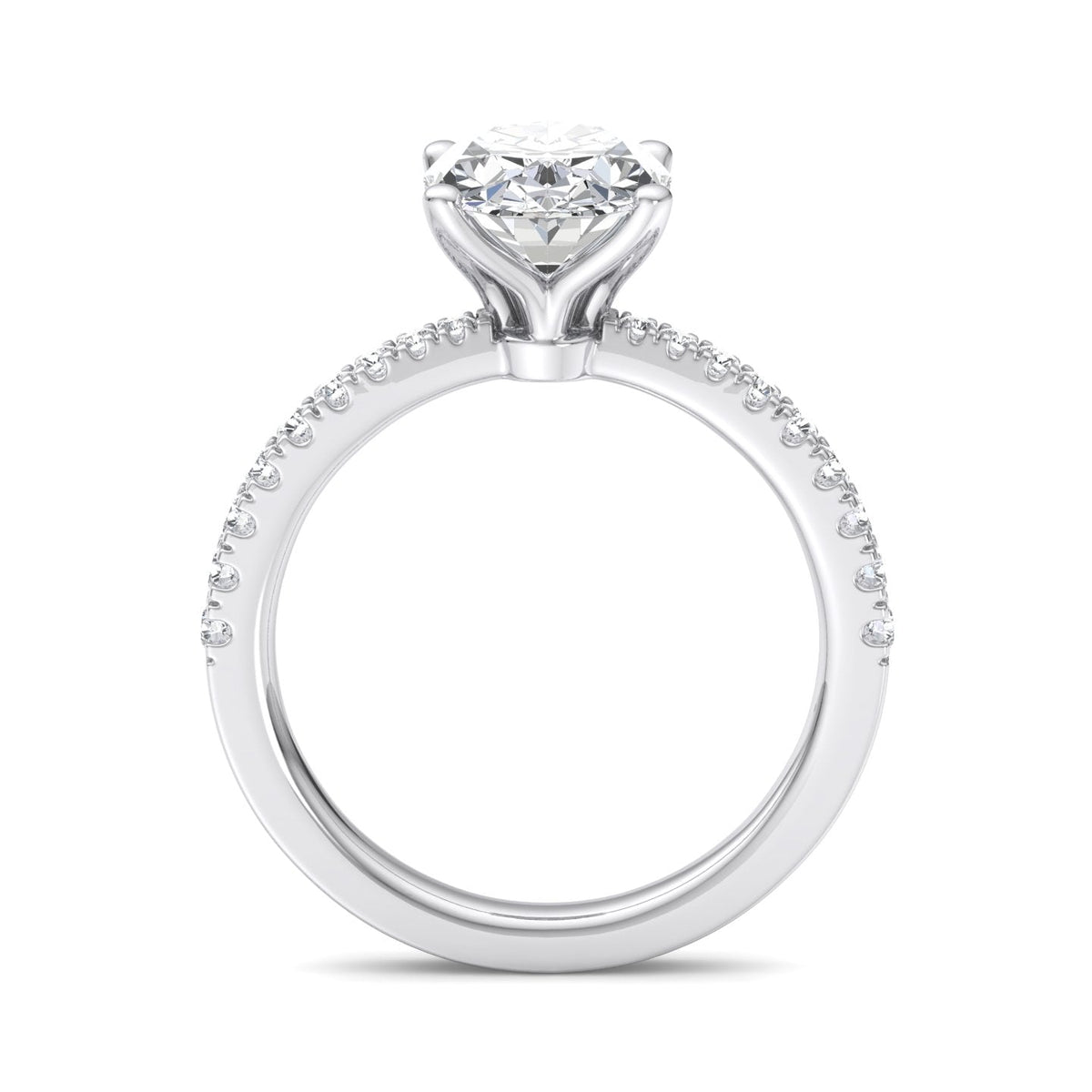 Prism Pinched Pave Engagement Ring in $14K White Gold 18K White Gold Platinum$
