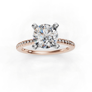 Ray Pave Band Engagement Ring in $14K Rose Gold$