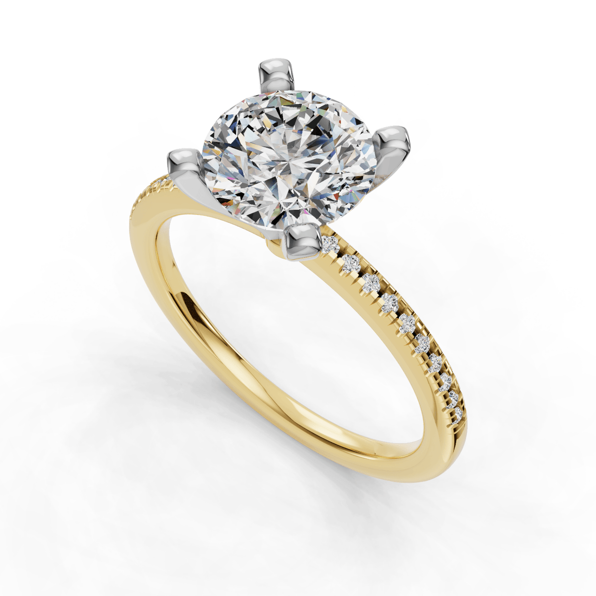 Ray Pave Band Engagement Ring in $14K Yellow Gold 18K Yellow Gold$