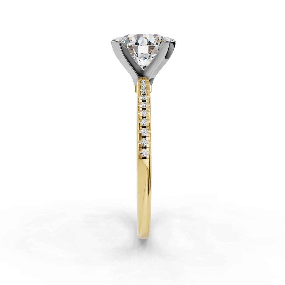 Ray Pave Band Engagement Ring in $14K Yellow Gold 18K Yellow Gold$