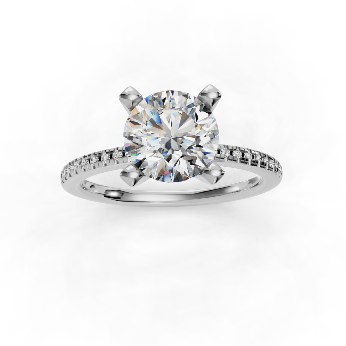 Ray Pave Band Engagement Ring in $14K White Gold 18K White Gold Platinum$