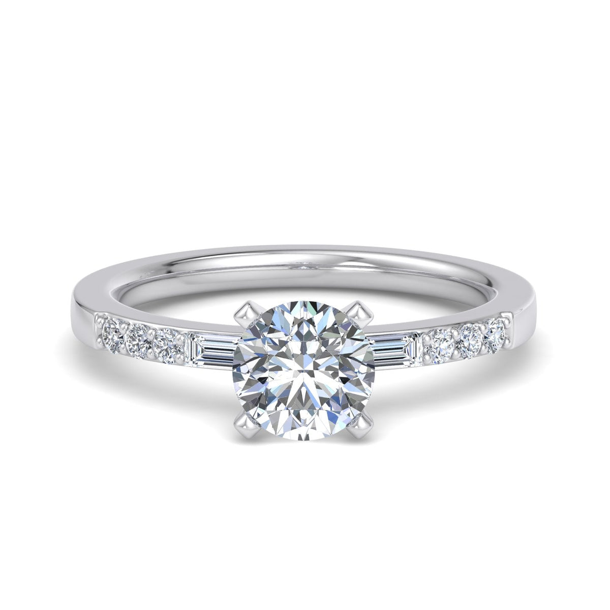 Sage Modern Solitaire Engagement Ring in $14K White Gold 18K White Gold Platinum$