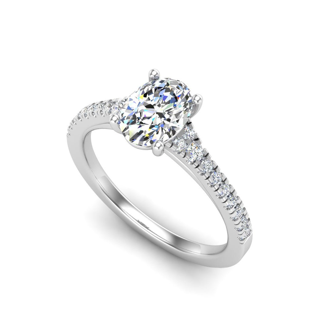 Sierra Split Cathedral Pave Ring in $14K White Gold 18K White Gold Platinum$ 