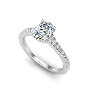 Sierra Split Cathedral Pave Ring in $14K White Gold 18K White Gold Platinum$ 