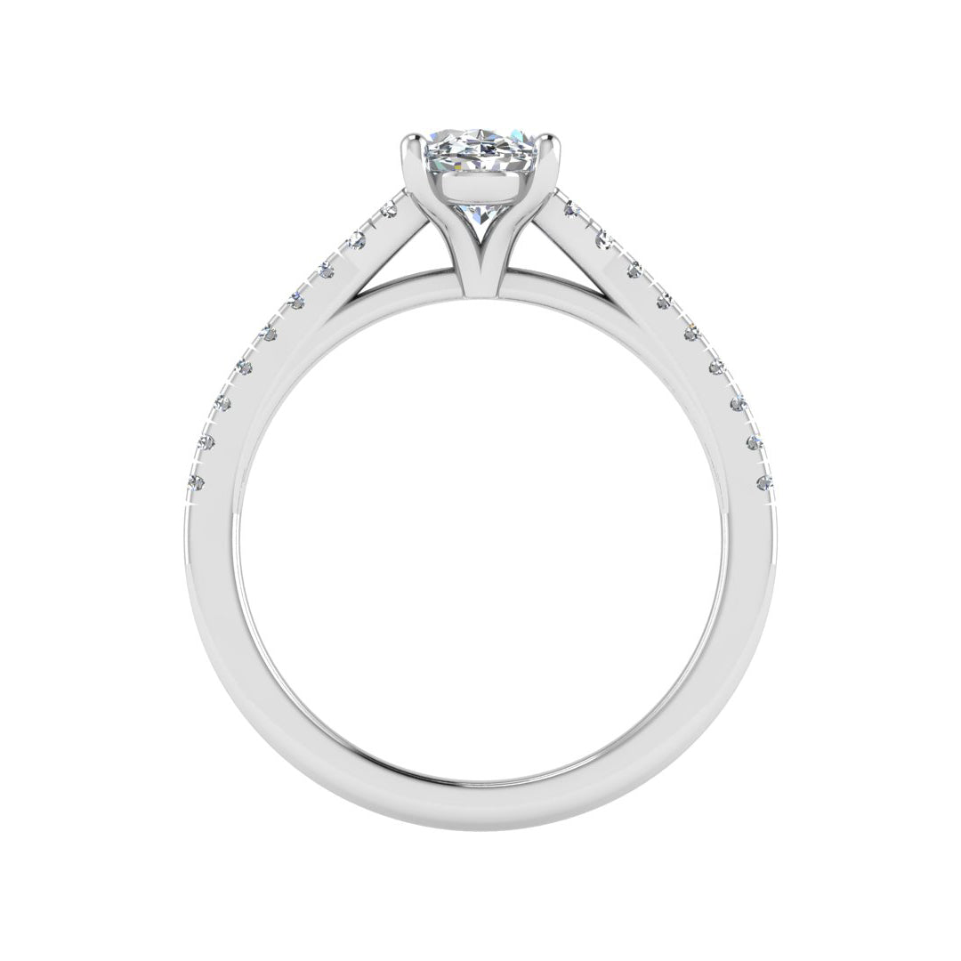 Sierra Split Cathedral Pave Ring in $14K White Gold 18K White Gold Platinum$ 