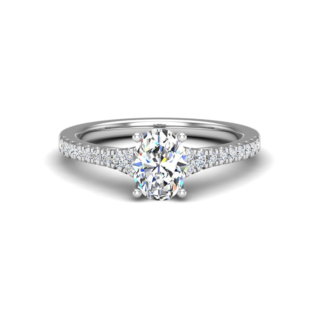 Sierra Split Cathedral Pave Ring in $14K White Gold 18K White Gold Platinum$ 