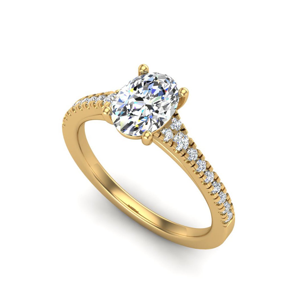 Sierra Split Cathedral Pave Ring in $14K Yellow Gold 18K Yellow Gold$