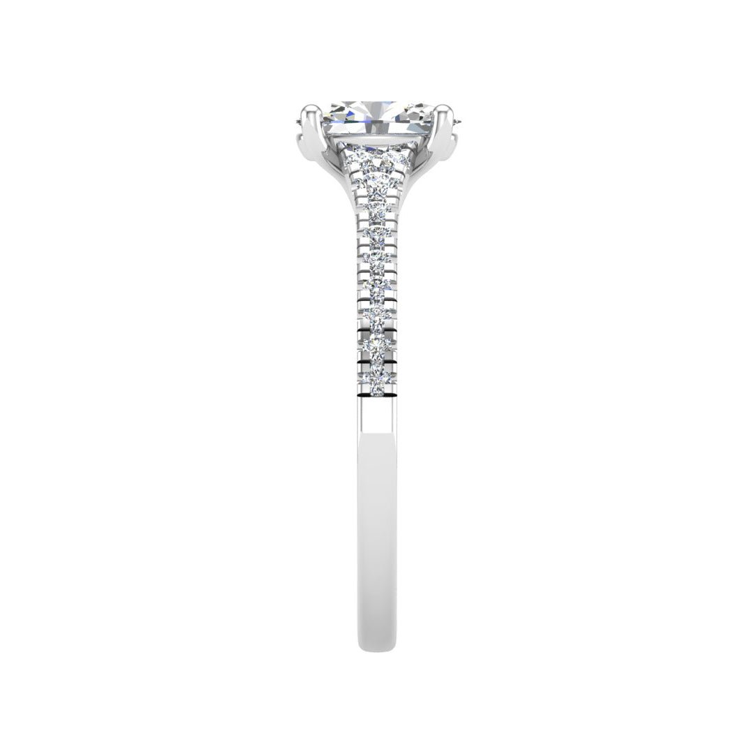 Sierra Split Cathedral Pave Ring in $14K White Gold 18K White Gold Platinum$ 