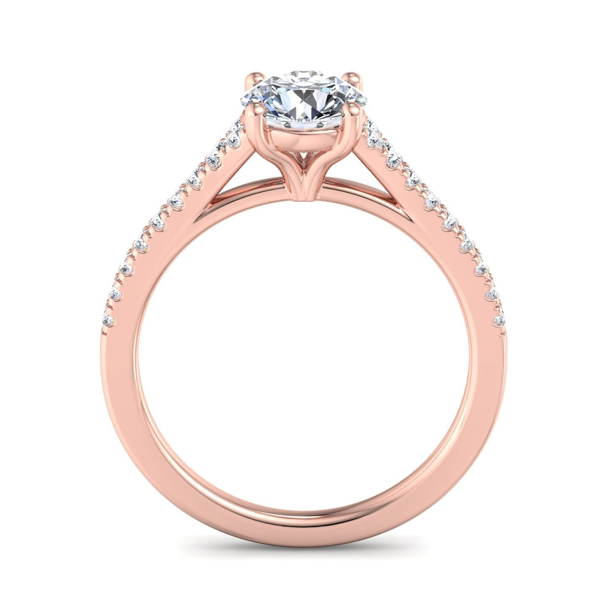 Sierra Split Cathedral Pave Ring in $14K Rose Gold 18K Rose Gold$