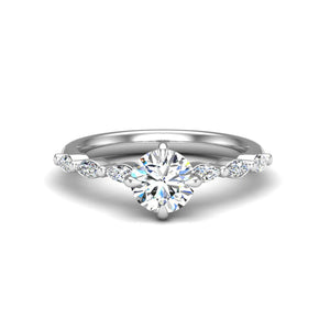Sleek Marquise Band Engagement Ring in $14K White Gold 18K White Gold Platinum$
