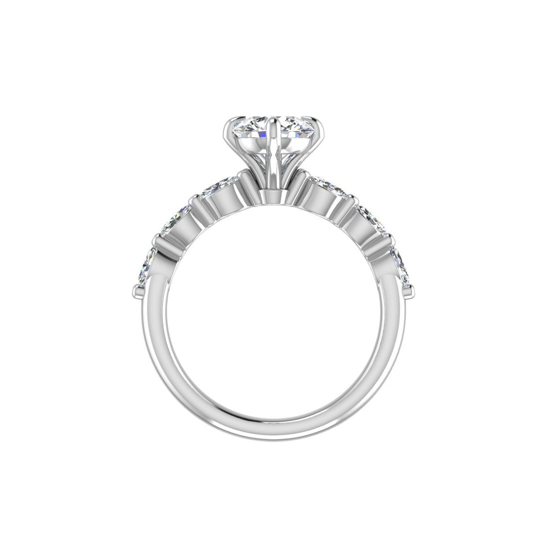 Sleek Marquise Band Engagement Ring in $14K White Gold 18K White Gold Platinum$