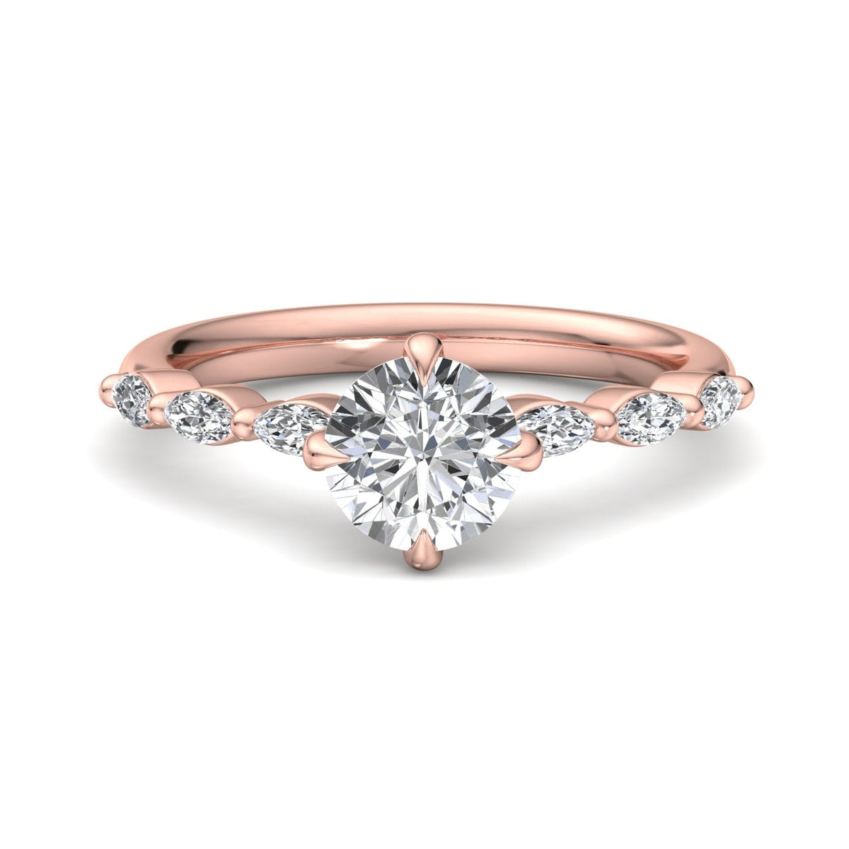 Sleek Marquise Band Engagement Ring in $14K Rose Gold 18K Rose Gold$