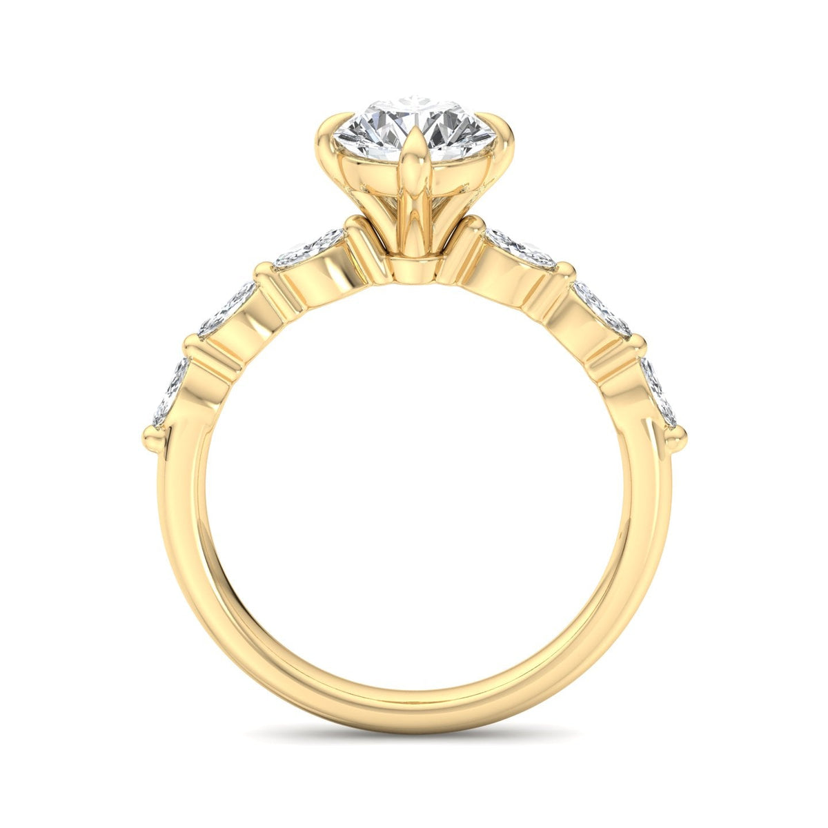 Sleek Marquise Band Engagement Ring in $14K Yellow Gold 18K Yellow Gold$