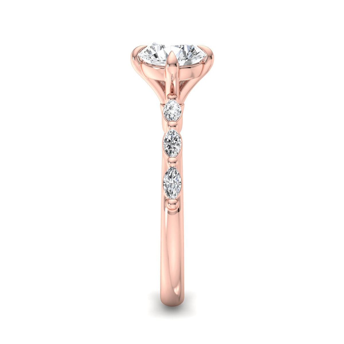 Sleek Marquise Band Engagement Ring in $14K Rose Gold 18K Rose Gold$