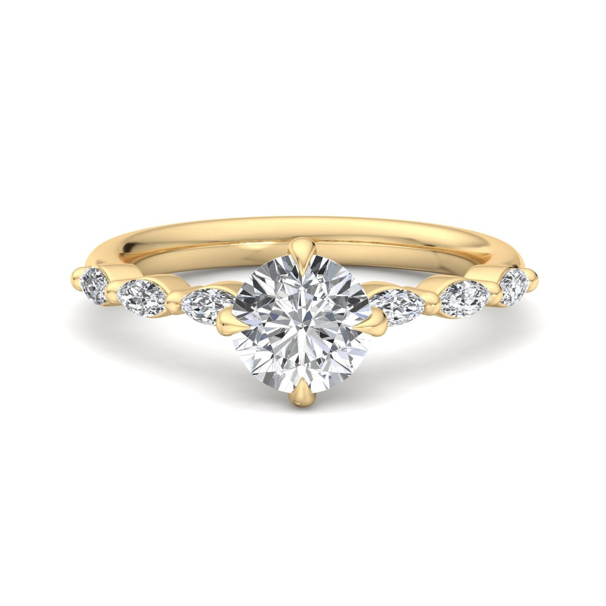 Sleek Marquise Band Engagement Ring in $14K Yellow Gold 18K Yellow Gold$