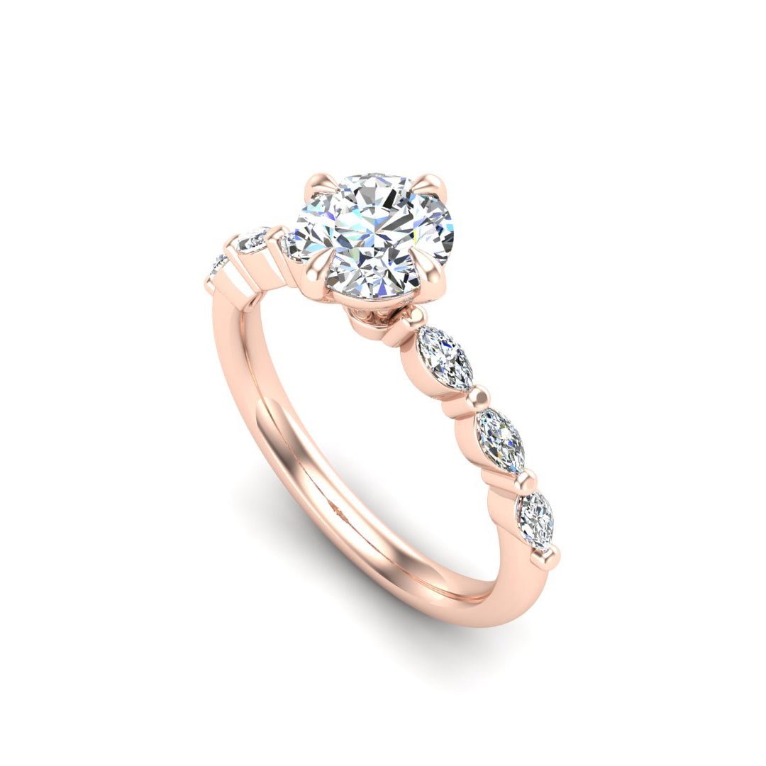 Sleek Marquise Band Engagement Ring in $14K Rose Gold 18K Rose Gold$