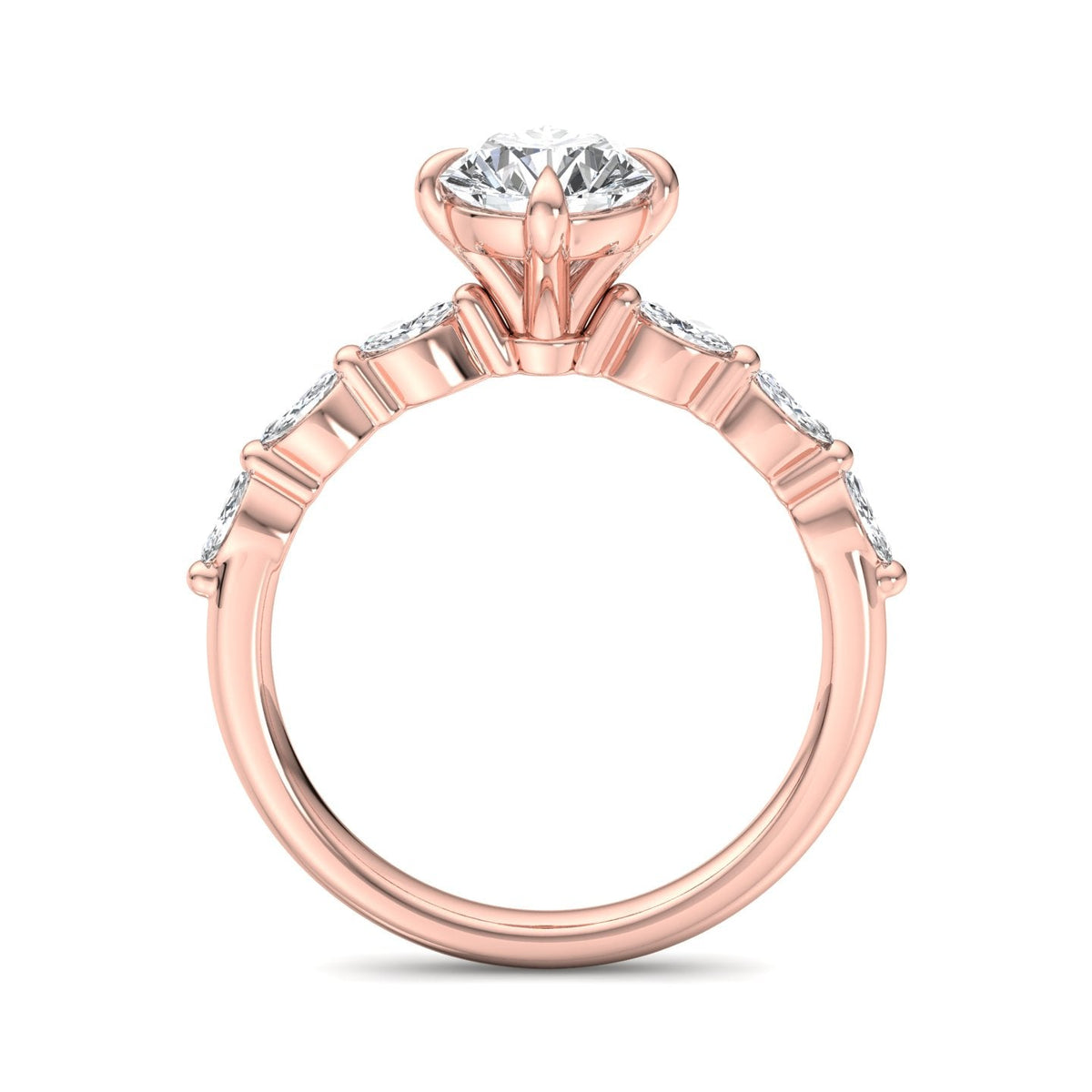 Sleek Marquise Band Engagement Ring in $14K Rose Gold 18K Rose Gold$