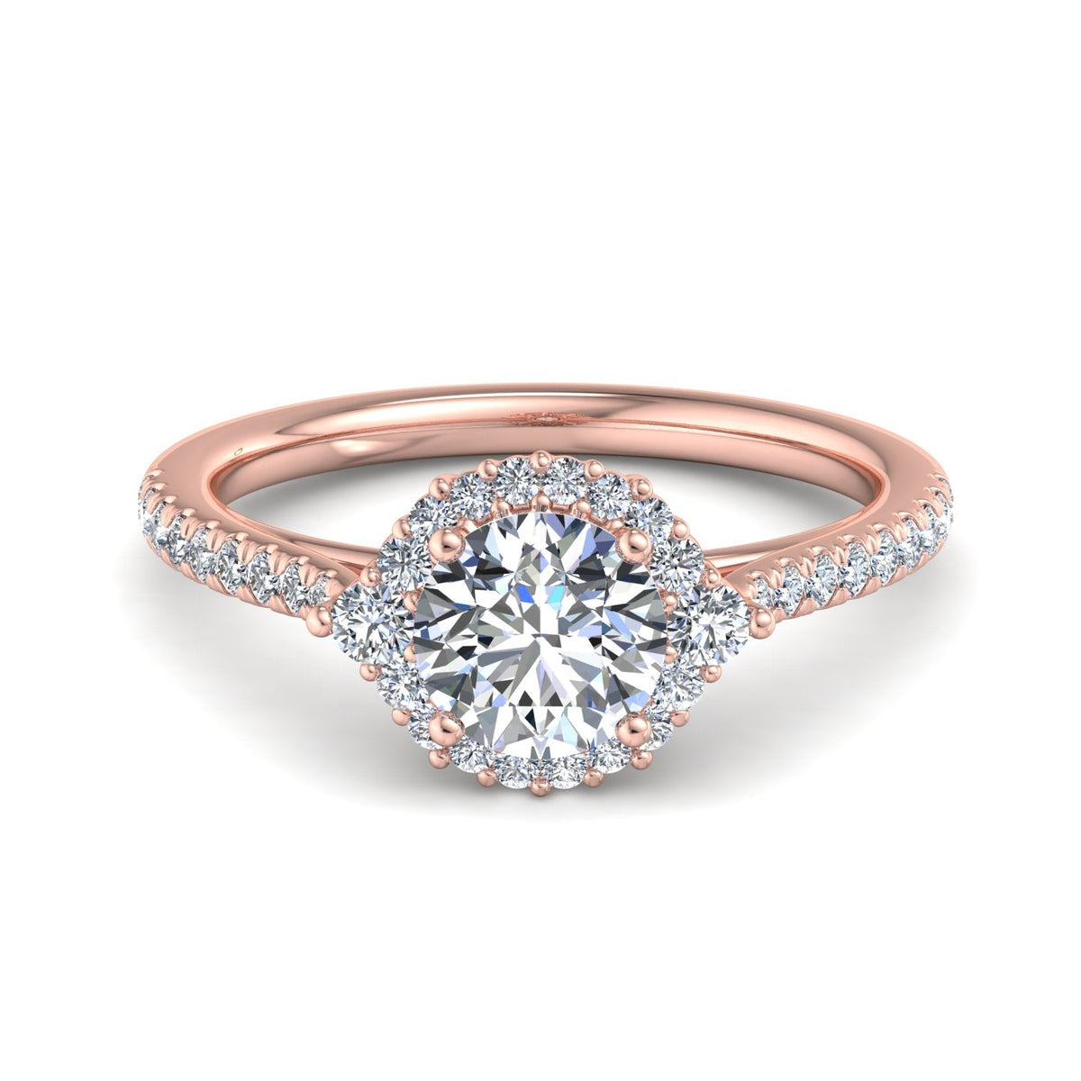 Stella Diamond Halo Engagement Ring in $14K Rose Gold 18K Rose Gold$
