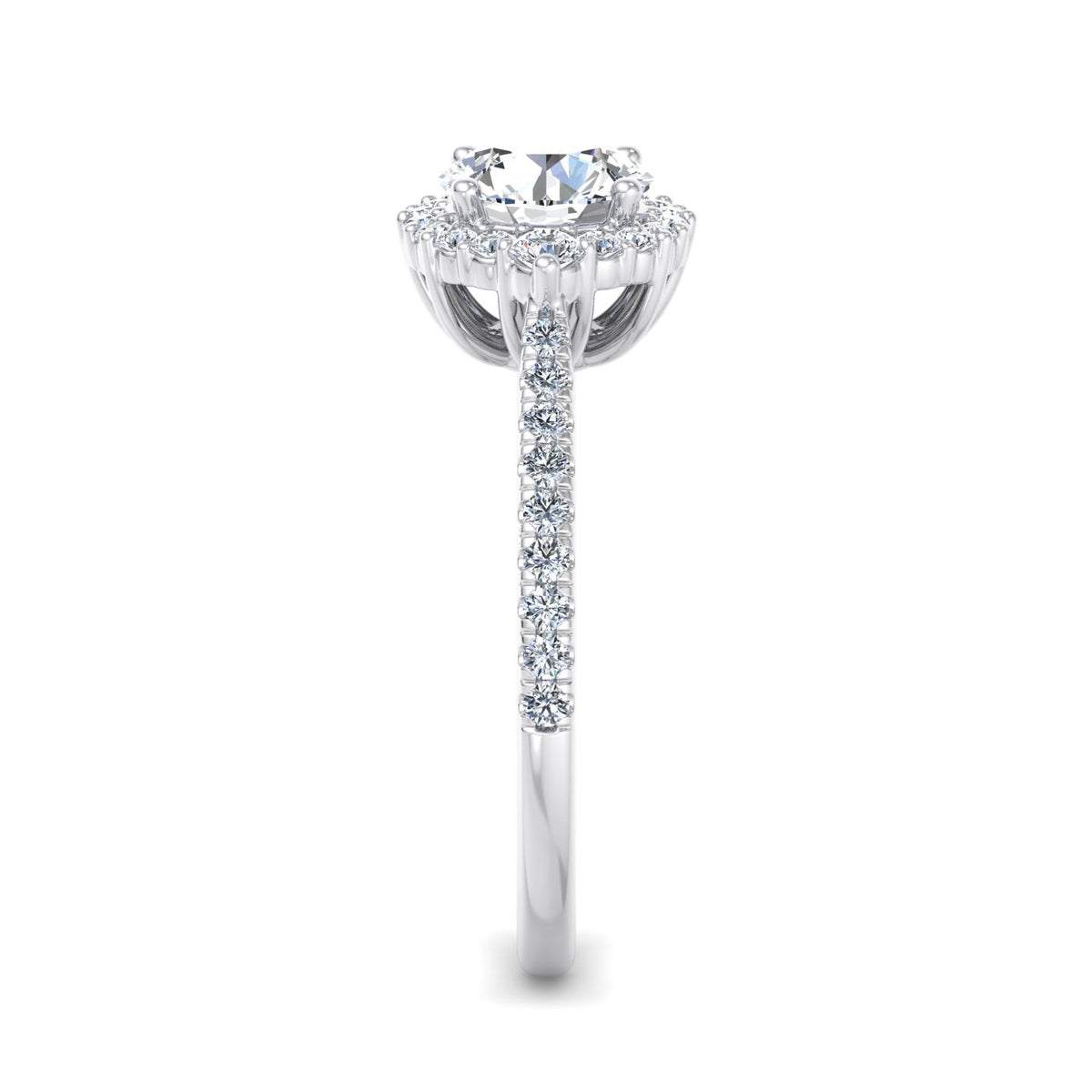 Stella Diamond Halo Engagement Ring in $14K White Gold 18K White Gold Platinum$ 