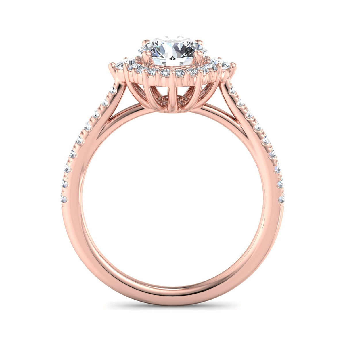 Stella Diamond Halo Engagement Ring in $14K Rose Gold 18K Rose Gold$