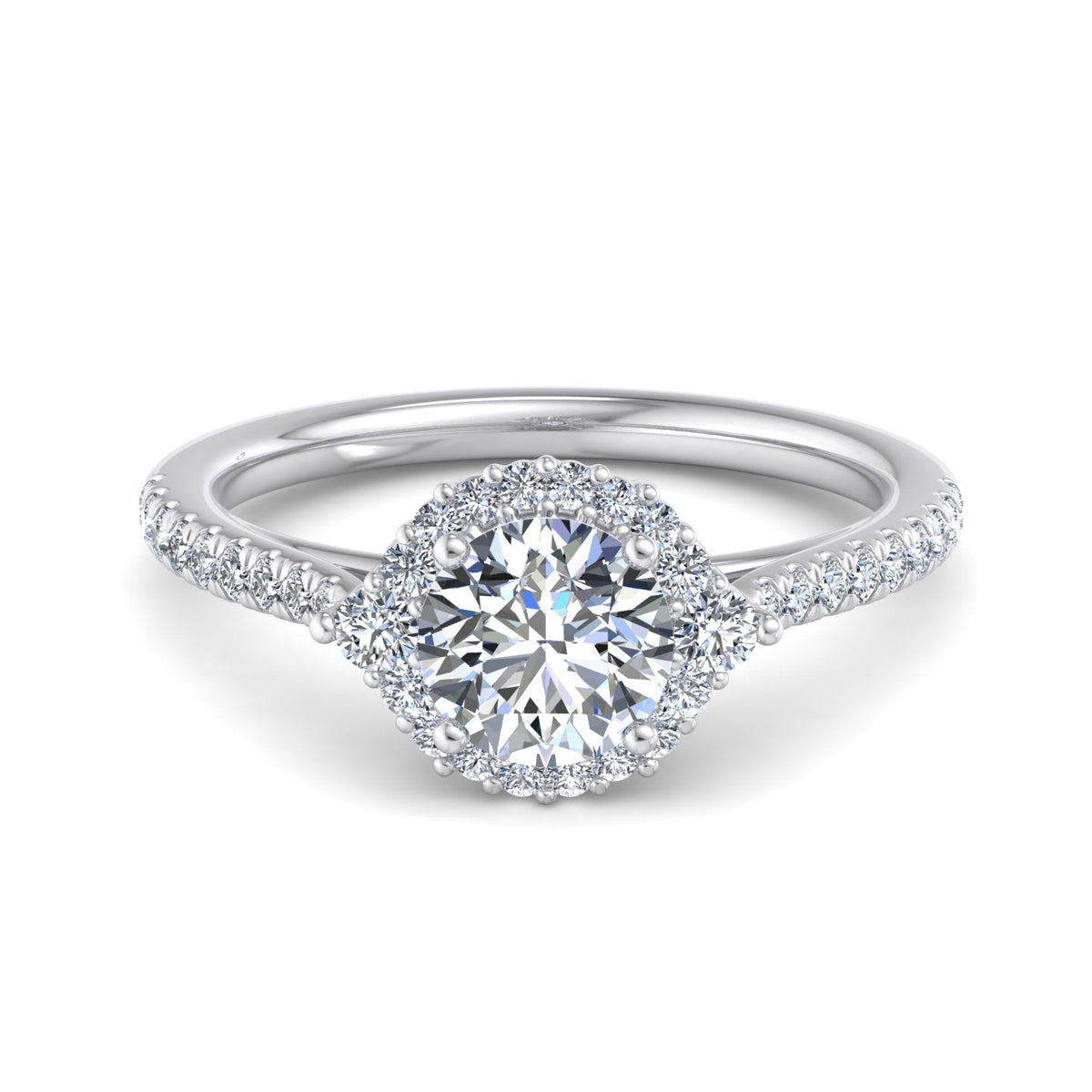Stella Diamond Halo Engagement Ring in $14K White Gold 18K White Gold Platinum$