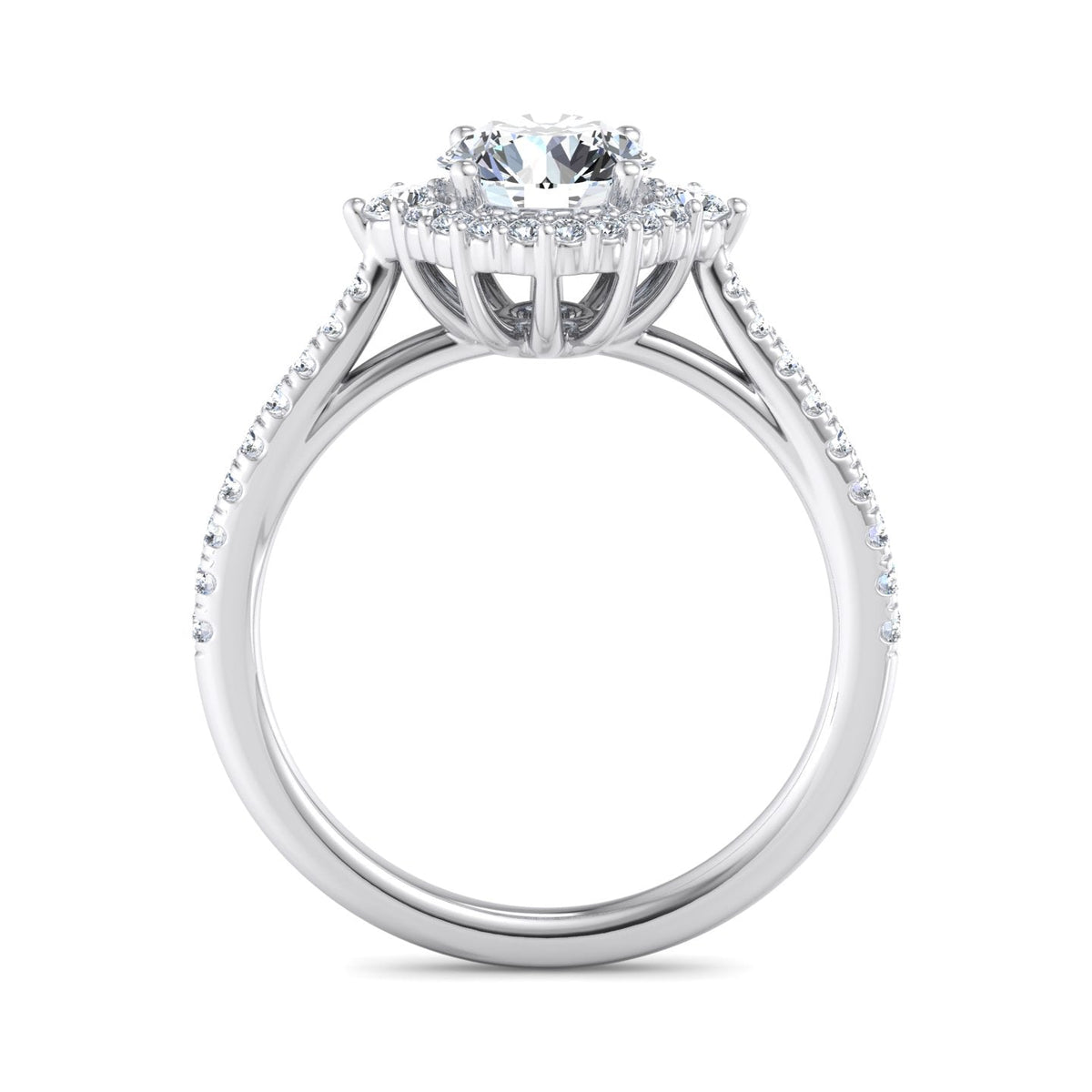 Stella Diamond Halo Engagement Ring in $14K White Gold 18K White Gold Platinum$ 