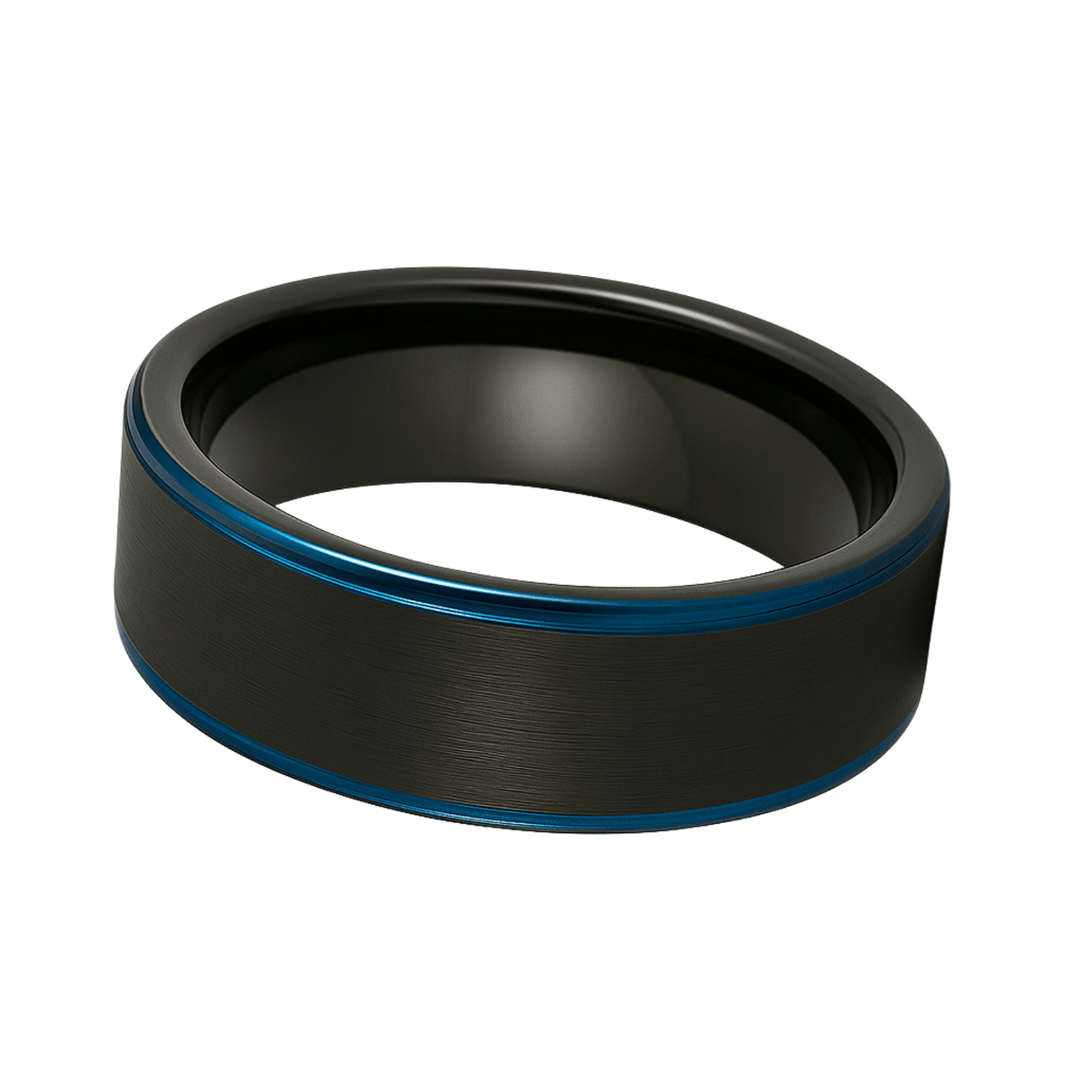 $Matte Black with Electric Blue Edges$