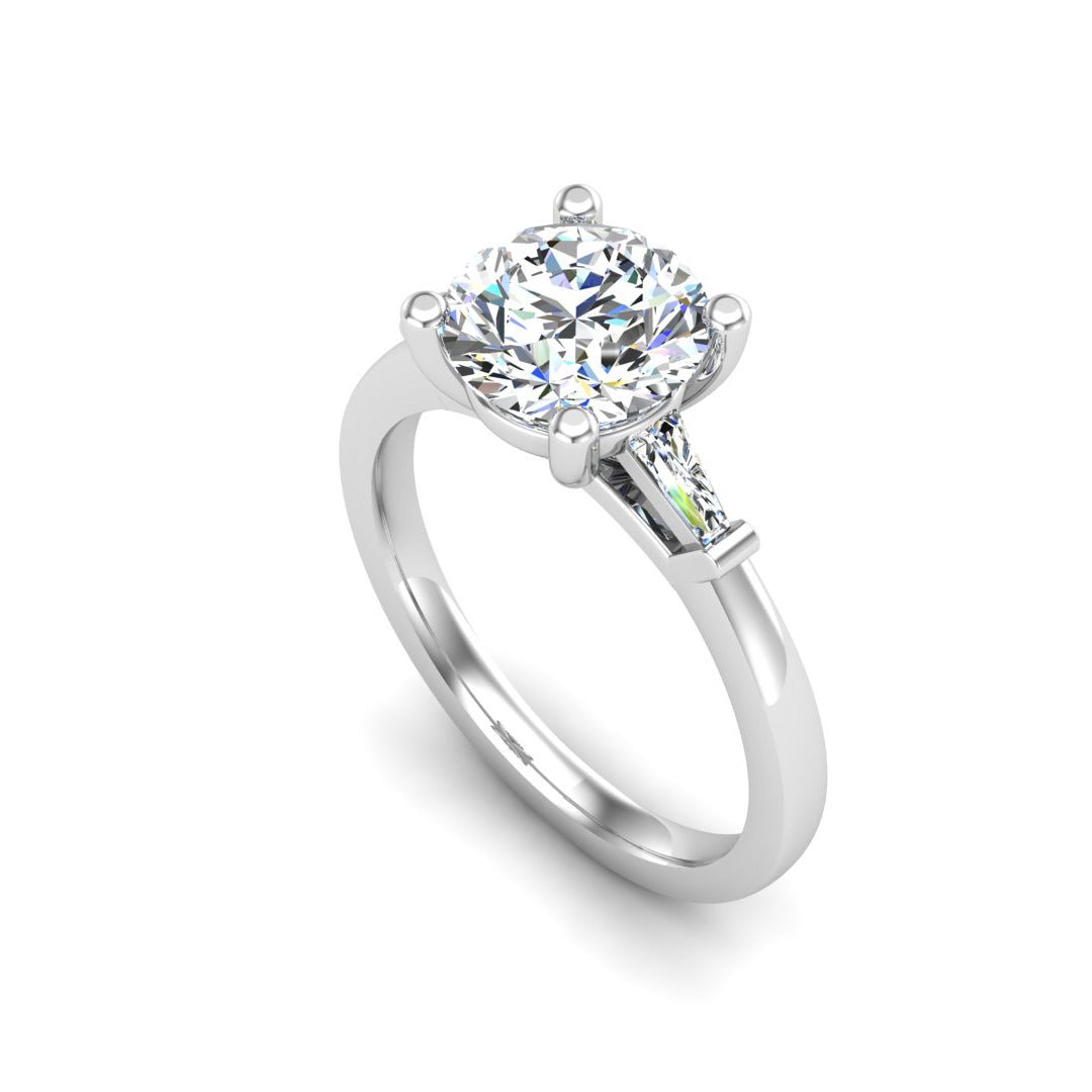 Three-Stone Emerald Cut Engagement Ring – Arc Style