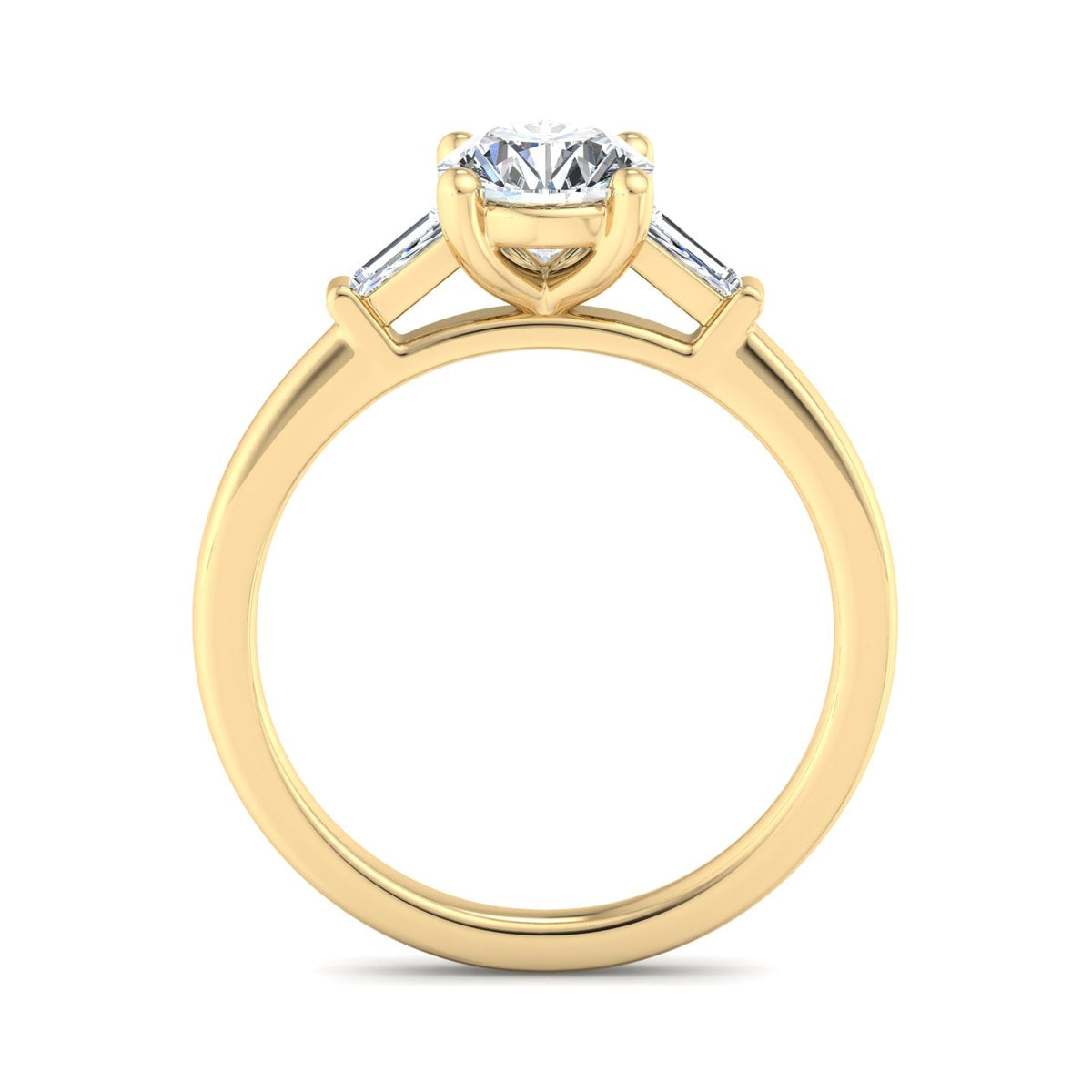 Three-Stone Emerald Cut Engagement Ring – Arc Style in $14K Yellow Gold 18K Yellow Gold$