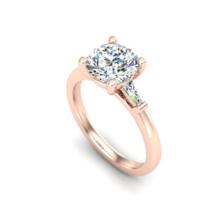 Three-Stone Emerald Cut Engagement Ring – Arc Style in $14K Rose Gold 18K Rose Gold$ 