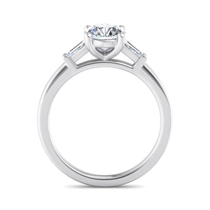 Three-Stone Emerald Cut Engagement Ring – Arc Style in $14K White Gold 18K White Gold Platinum$