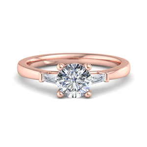 Three-Stone Emerald Cut Engagement Ring – Arc Style in $14K Rose Gold 18K Rose Gold$ 