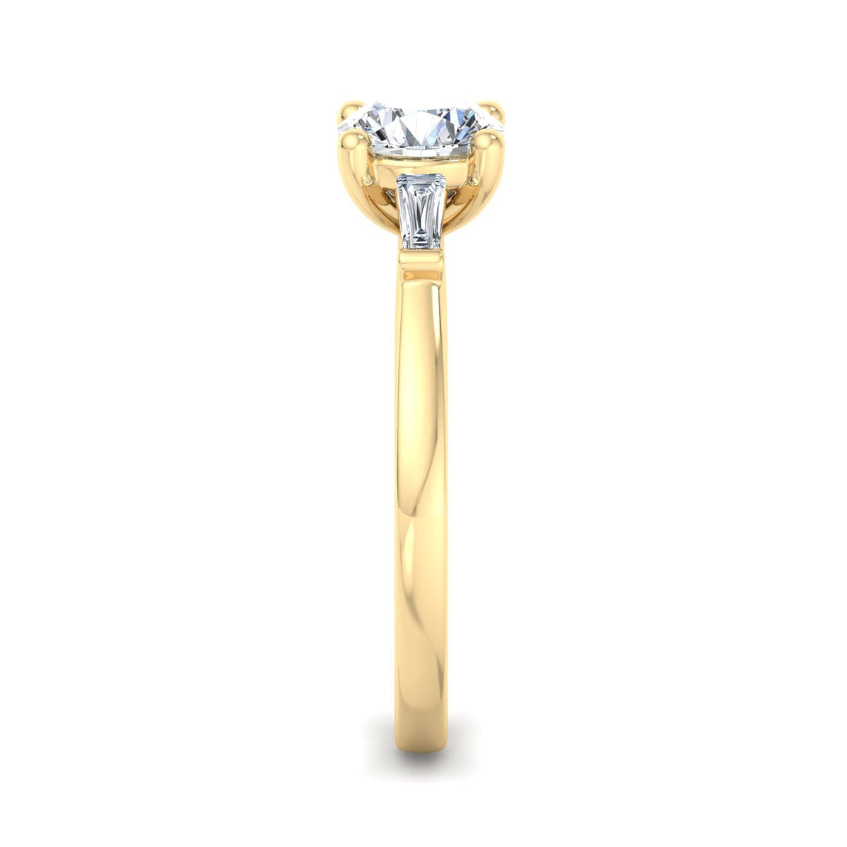 Three-Stone Emerald Cut Engagement Ring – Arc Style in $14K Yellow Gold 18K Yellow Gold$