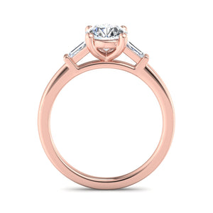 Three-Stone Emerald Cut Engagement Ring – Arc Style in $14K Rose Gold 18K Rose Gold$ 