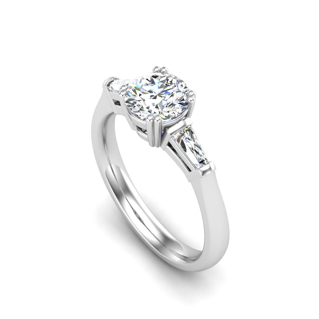 Trio Classic 3-Stone Engagement Ring in $14K White Gold 18K White Gold Platinum$