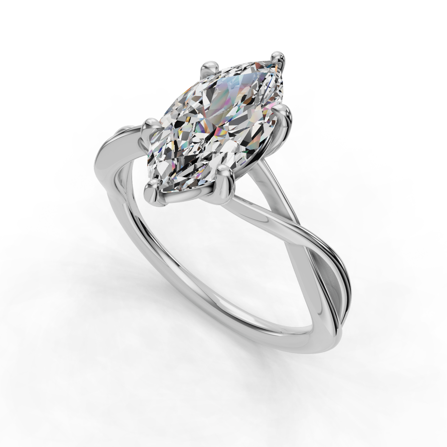 Twine Twist Solitaire Engagement Ring in Marquise