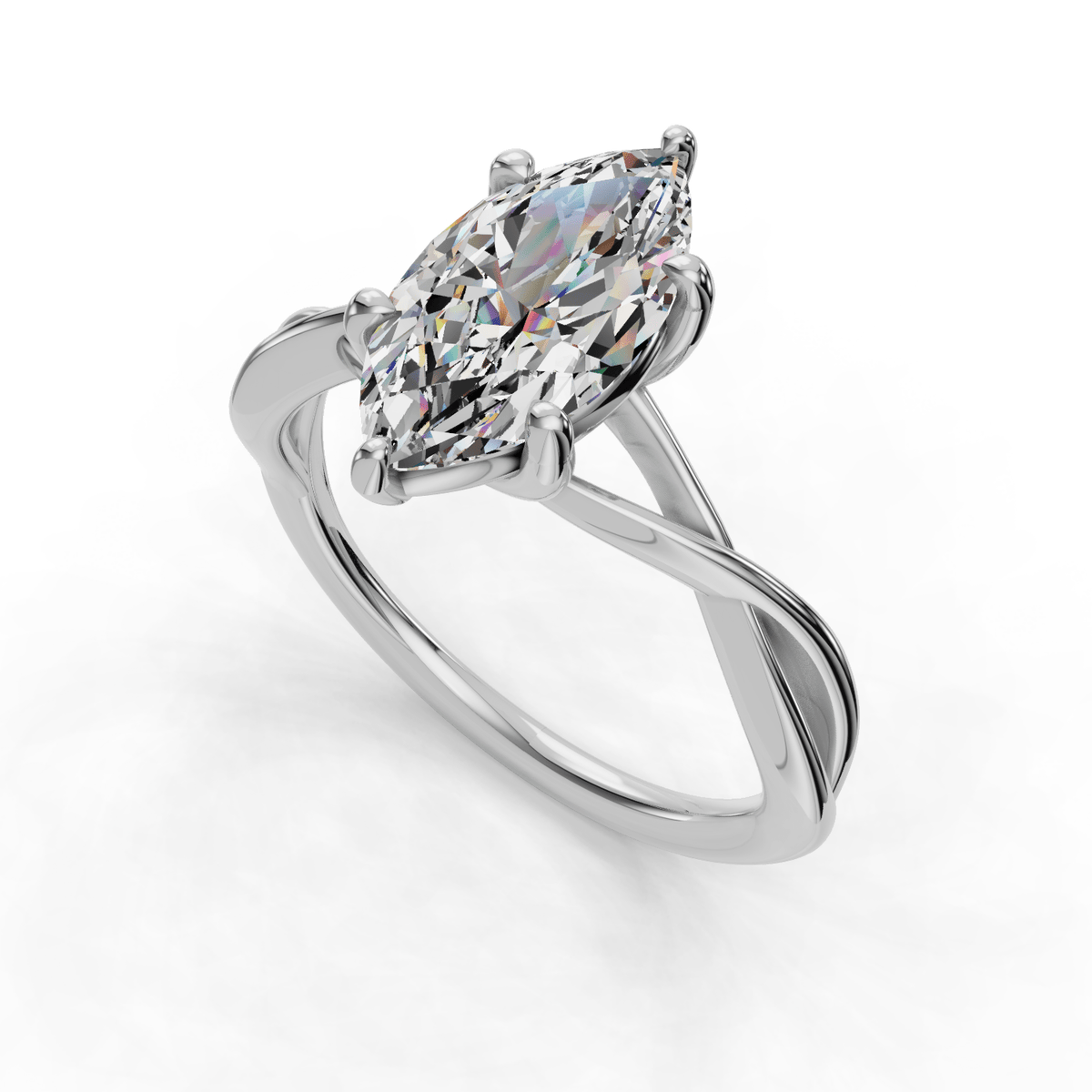 Twine Twist Solitaire Engagement Ring in Marquise