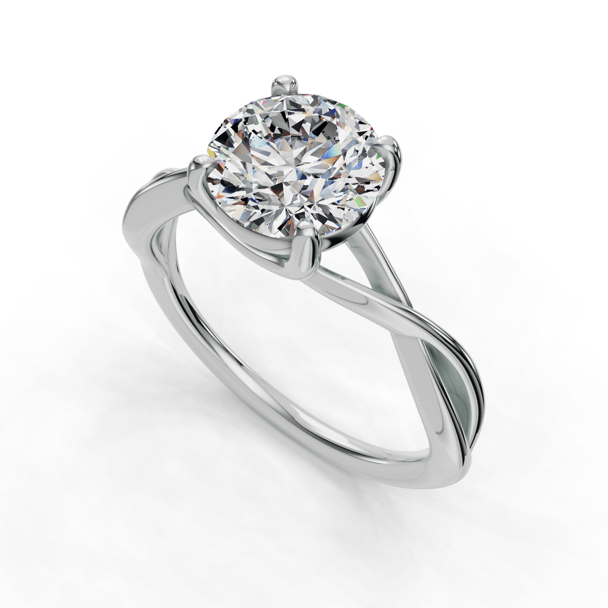 Twine Twist Solitaire Engagement Ring in $14K White Gold 18K White Gold Platinum$