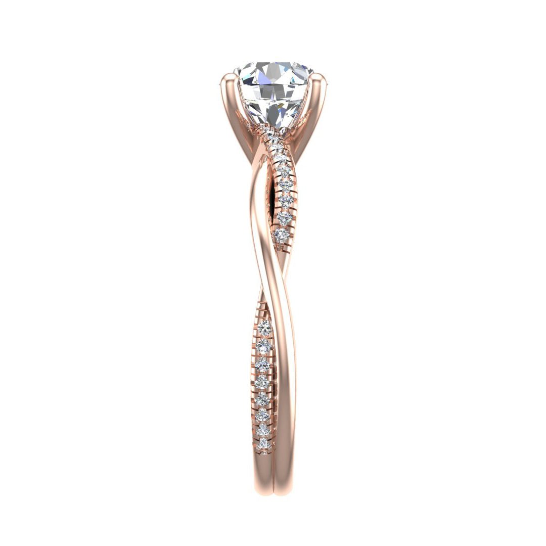 Twirl Diamond Pave Ring Engagement Ring in $14K Rose Gold 18K Rose Gold$