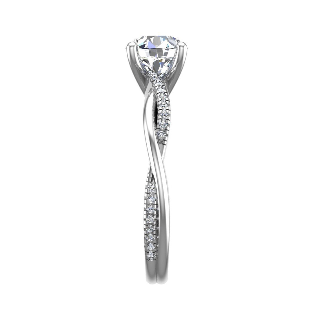 Twirl Diamond Pave Ring Engagement Ring in $14K White Gold 18K White Gold Platinum$ 