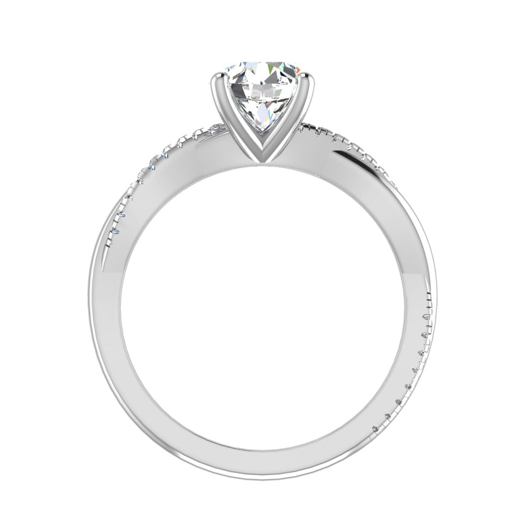Twirl Diamond Pave Ring Engagement Ring in $14K White Gold 18K White Gold Platinum$ 