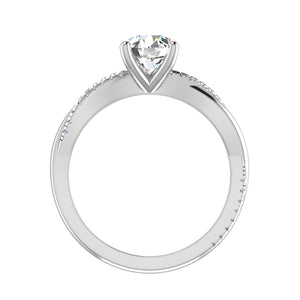 Twirl Diamond Pave Ring Engagement Ring in $14K White Gold 18K White Gold Platinum$ 