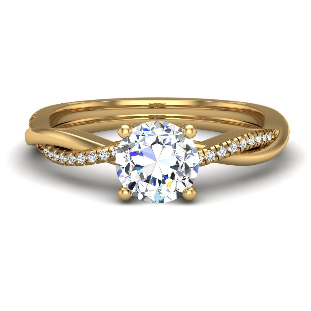 Twirl Diamond Pave Ring Engagement Ring in $14K Yellow Gold 18K Yellow Gold$