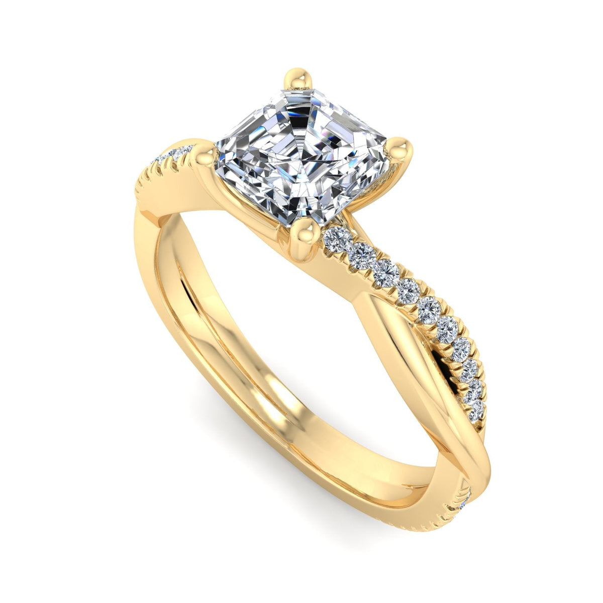 Twirl Diamond Pave Ring Engagement Ring